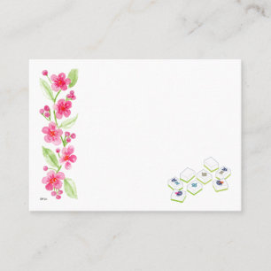Mahjong Watercolor Flower Blossoms Place Card