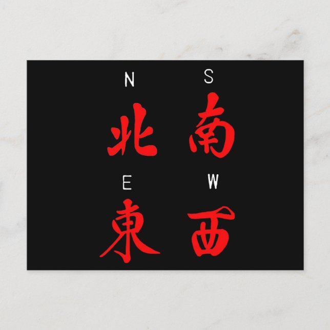 Mahjong Winds,Honour Suit,North,South,East,West (c Postcard (Front)