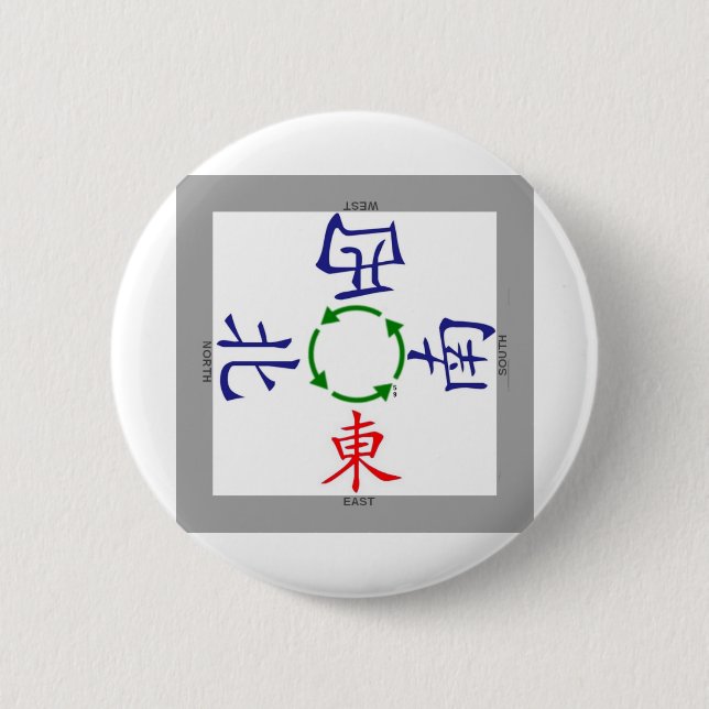 mahjong winds  indicator 6 cm round badge (Front)