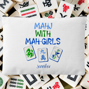 Mahjong With Mah Girls Watercolor Tiles Custom Accessory Pouch