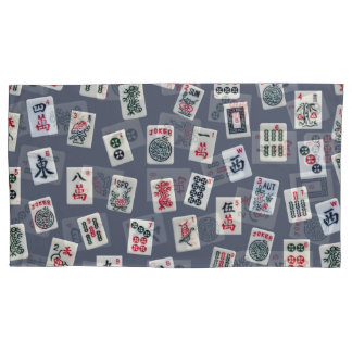 MahJongg tiles design on dark blue Pillowcase