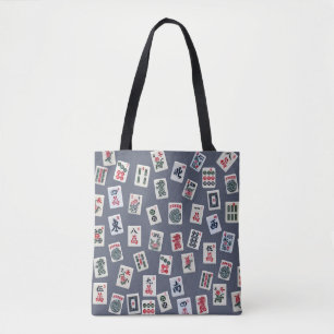 MahJongg tiles design on dark blue Tote Bag