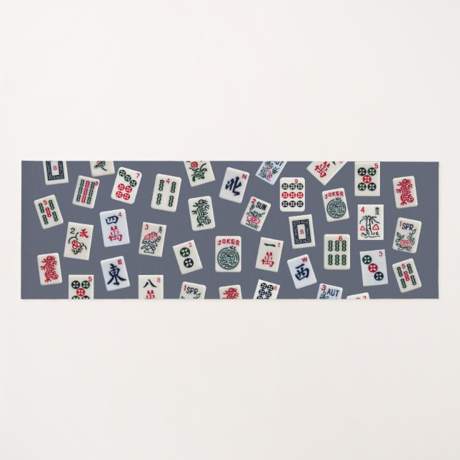 MahJongg tiles design on dark blue  Yoga Mat (Front (Horizontal))