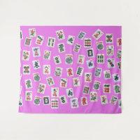 MahJongg tiles on pink background