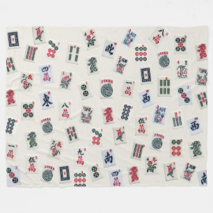 MahJongg tiles symbols design on badge Fleece Blanket