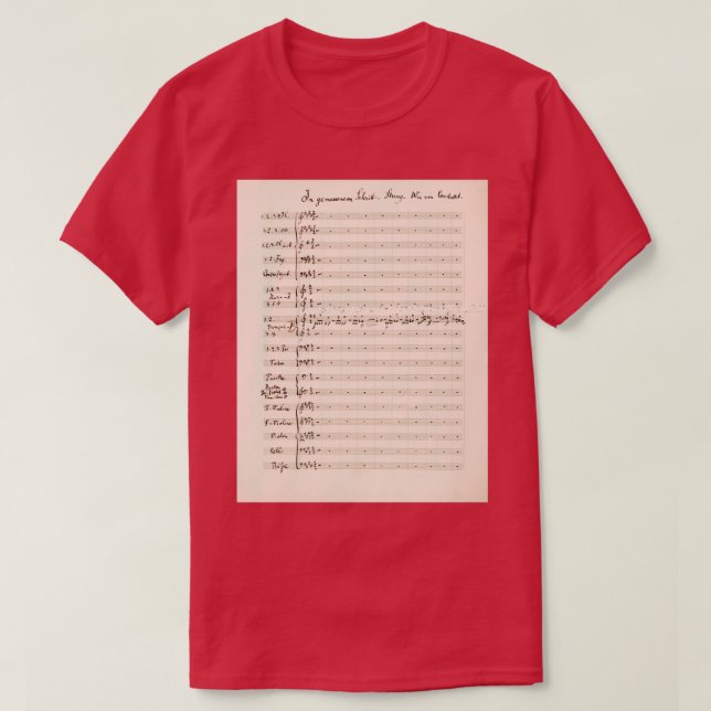Mahler Symphony 5 Original manuscript score T-Shirt (Design Front)