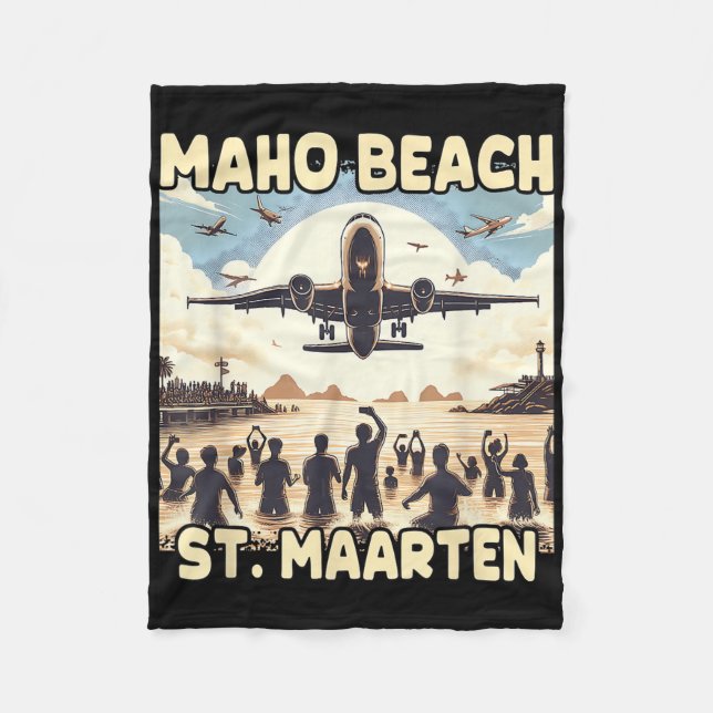 Maho Beach St. Maarten  Fleece Blanket (Front)