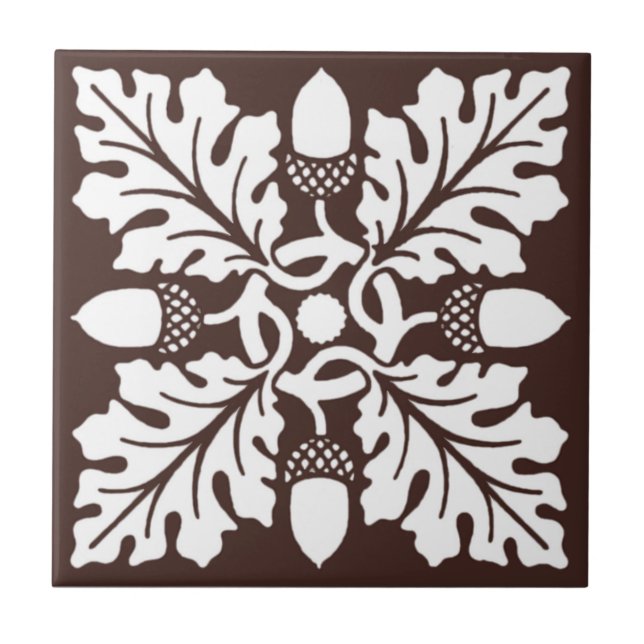 Mahogany Acorn and Leaf Tile Design (Front)