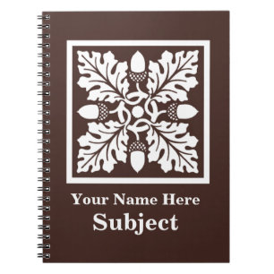 Mahogany Acorn and Leaf Tile Design Spiral Notebook