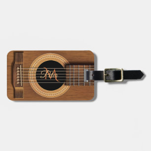 Mahogany Acoustic Guitar Personalised Luggage Tag