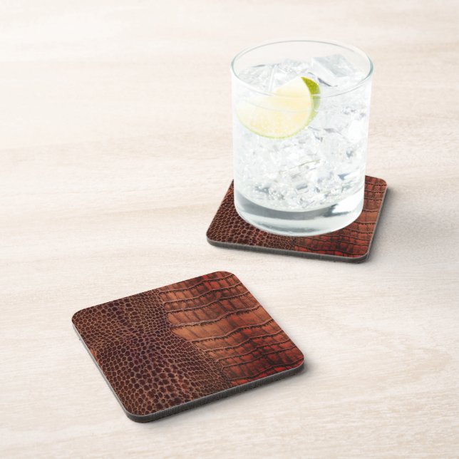 Mahogany Alligator Classic Reptile Leather (Faux) Coaster (Right Side)