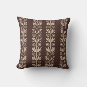 Mahogany Arts and Crafts Floral Stripe Cushion