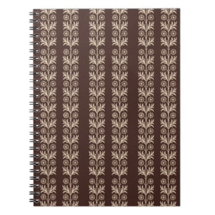 Mahogany Arts and Crafts Floral Stripe Spiral Notebook