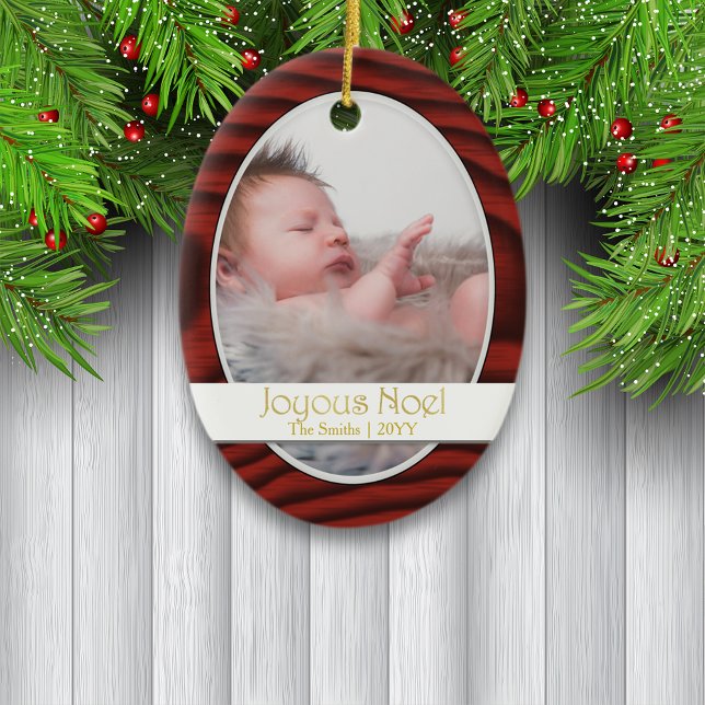 Mahogany Border Photo Holiday Ceramic Tree Decoration (Creator Uploaded)