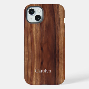 Mahogany Faux Woodgrain Customise iPhone 15 Plus Case