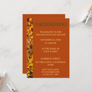 Mahogany Leaves Thanksgiving Friends Giving Invitation