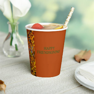 Mahogany Leaves Thanksgiving Friendsgiving Paper Cups