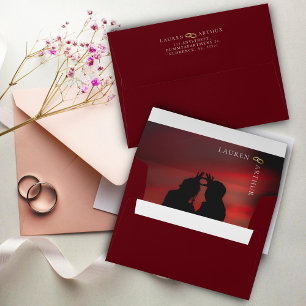 Mahogany Modern Ultra Chic Minimal Photo Wedding Envelope