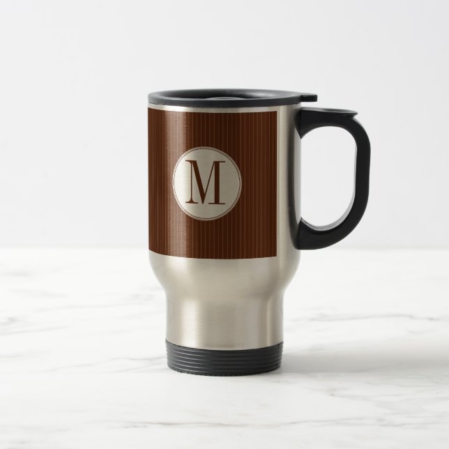 Mahogany Pinstripe Single Monogram Mug (Right)