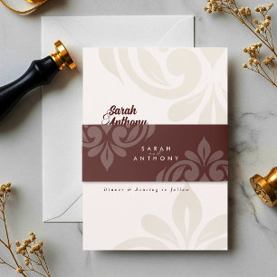 Mahogany Red Classic Elegant Script Wedding Invitation Belly Band