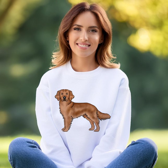 Mahogany Red Golden Retriever Cute Cartoon Dog Sweatshirt (Please note: This image is a digital mockup.)