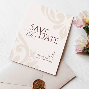 Mahogany Red Ivory Photo Wedding Save the Date Ann Announcement Postcard