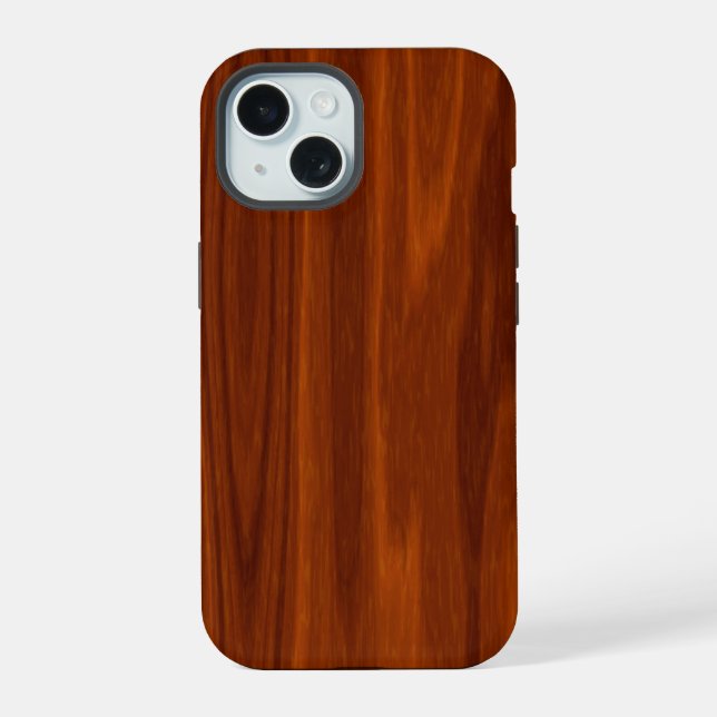 Mahogany Wood Pattern iPhone 15 Case (Back)