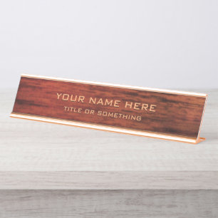 Mahogany Wood Print Desk Name Plate