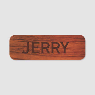 Mahogany Wood Print Name Tag