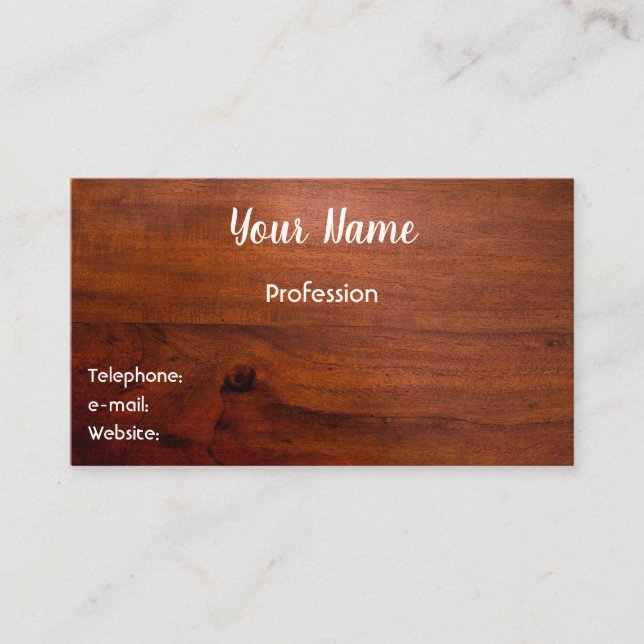 Mahogany Wood Surface Business Card (Front)