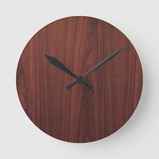 Mahogany Wood Texture Round Clock (Front)
