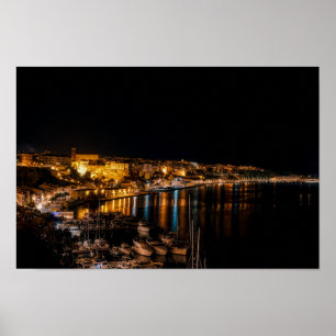 Mahon harbour at night - Menorca, Spain Poster
