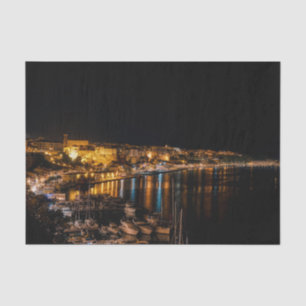 Mahon harbour at night - Menorca, Spain Tissue Paper
