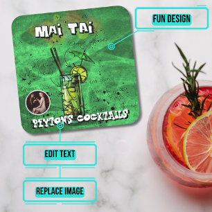 Mai Tai Cocktail Party Square Paper Coaster