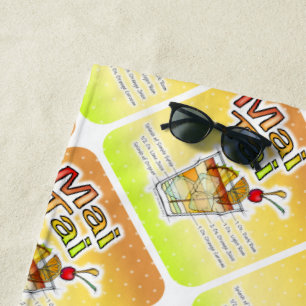 MAI TAI COCKTAIL RECIPE ART BEACH TOWEL