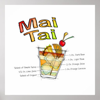 MAI TAI COCKTAIL RECIPE ART POSTERS & PRINTS