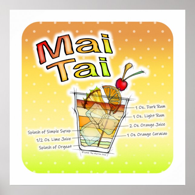 MAI TAI COCKTAIL RECIPE ART POSTERS & PRINTS (Front)