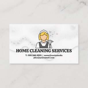 Maid Cleaner Logo Hotel Services Business Card