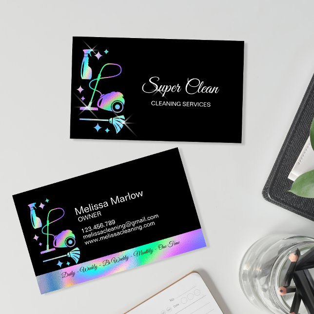 Maid Cleaning House Cleaning Services HOLOGRAPH Business Card (Creator Uploaded)
