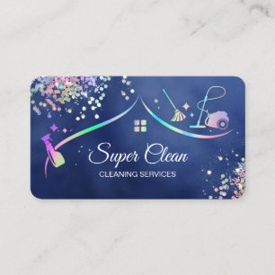 Maid Cleaning House Holographic Sparkling Business Business Card