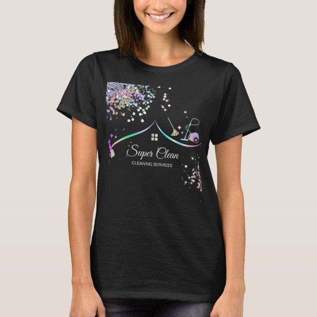 Maid Cleaning House Holographic Sparkling Business T-Shirt (Front)