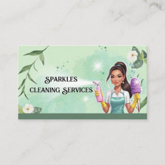 Maid Cleaning House Professional Cleaning Services Business Card