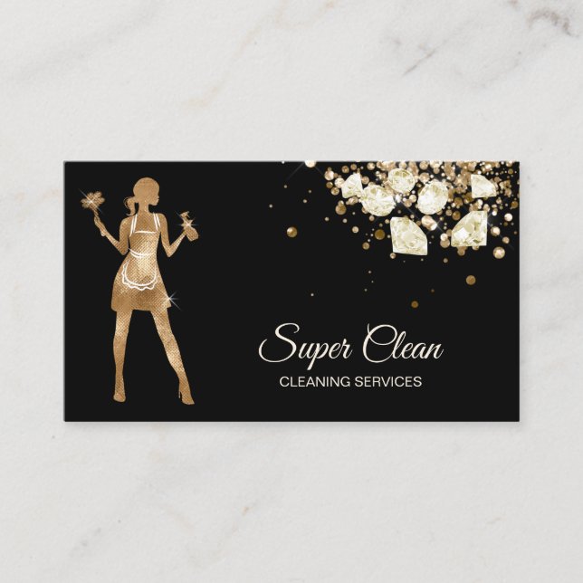 Maid Cleaning House professional Cleaning Services Business Card (Front)