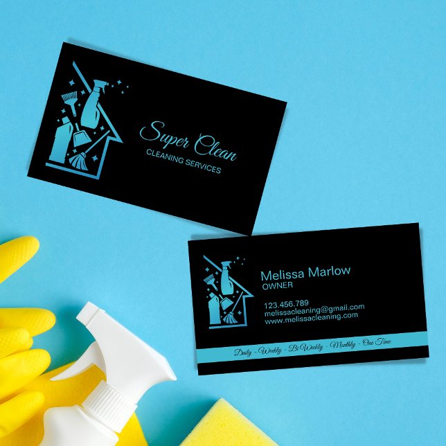 Maid Cleaning House professional Cleaning Services Business Card (Original logo design by Savanamm for your cleaning business)