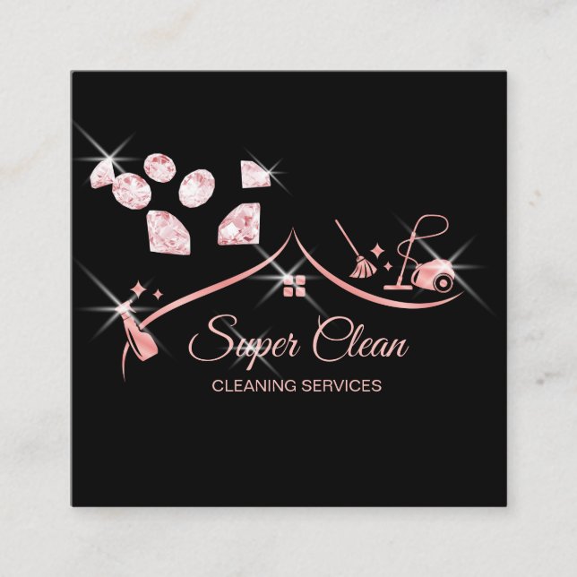 Maid Cleaning House professional Cleaning Services Square Business Card (Front)