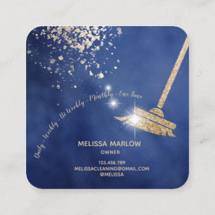 Maid Cleaning House Sparkling Dripping Gold Square Business Card