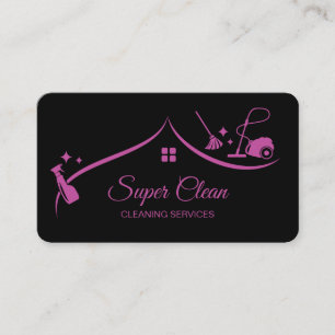 Maid Cleaning House Sparkling Fuchsia Business Card