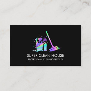 Maid Cleaning House Sparkling Holograph Business C Business Card