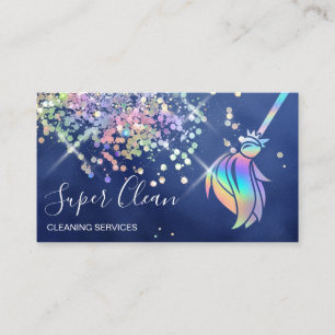 Maid Cleaning House Sparkling Holograph Business C Card