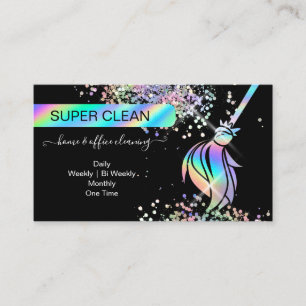 Maid Cleaning House Sparkling Holograph Business C Card